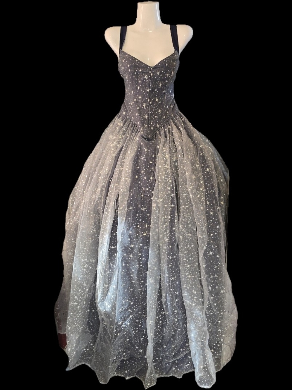 Custom Made Navy Starry Ball Gown | Evening Dress
